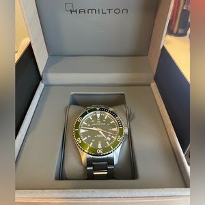 Hamilton Khaki Navy Automatic Green Dial Sprite Bezel Men's Watch H82375161.